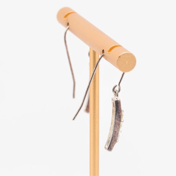 Vintage Sterling Silver White CZ Dangle Fish hook Earrings - Picture 3 of 7